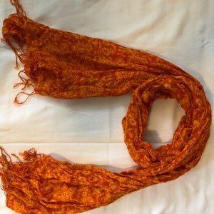 Orange floral patterned scarf